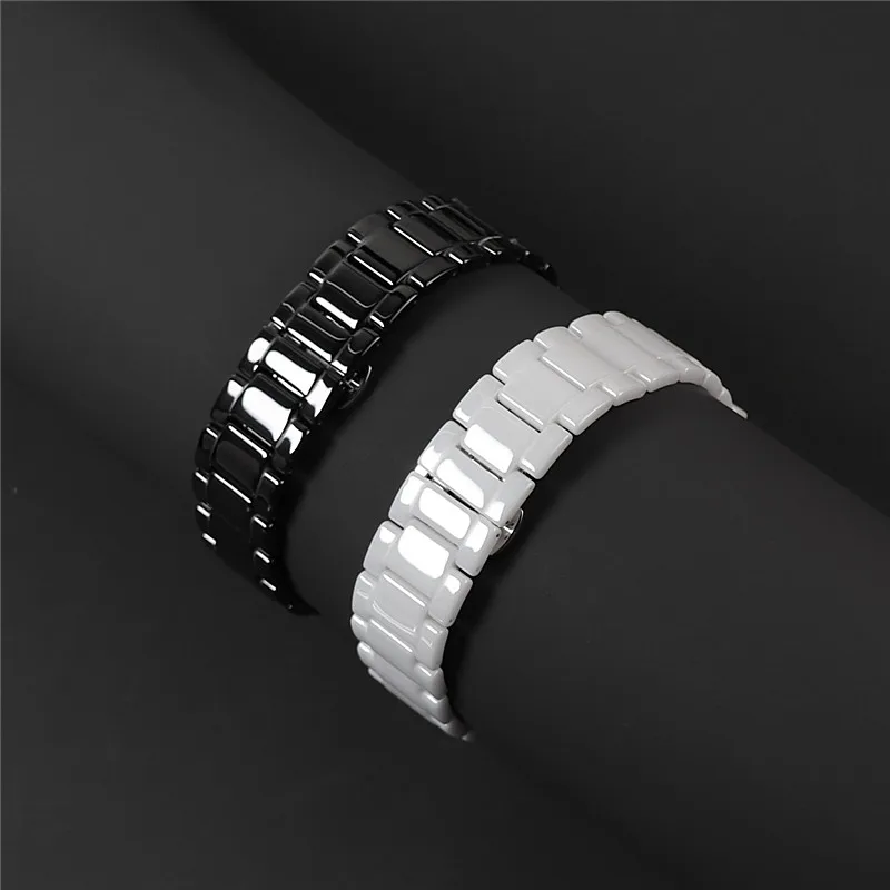 Smooth Ceramic Strap 20 22 mm Chain Bracelet For Amazfit Samsung Galaxy Watch5 4 Classic 46 44mm 42 45 Mm Band Watchbands Belt
