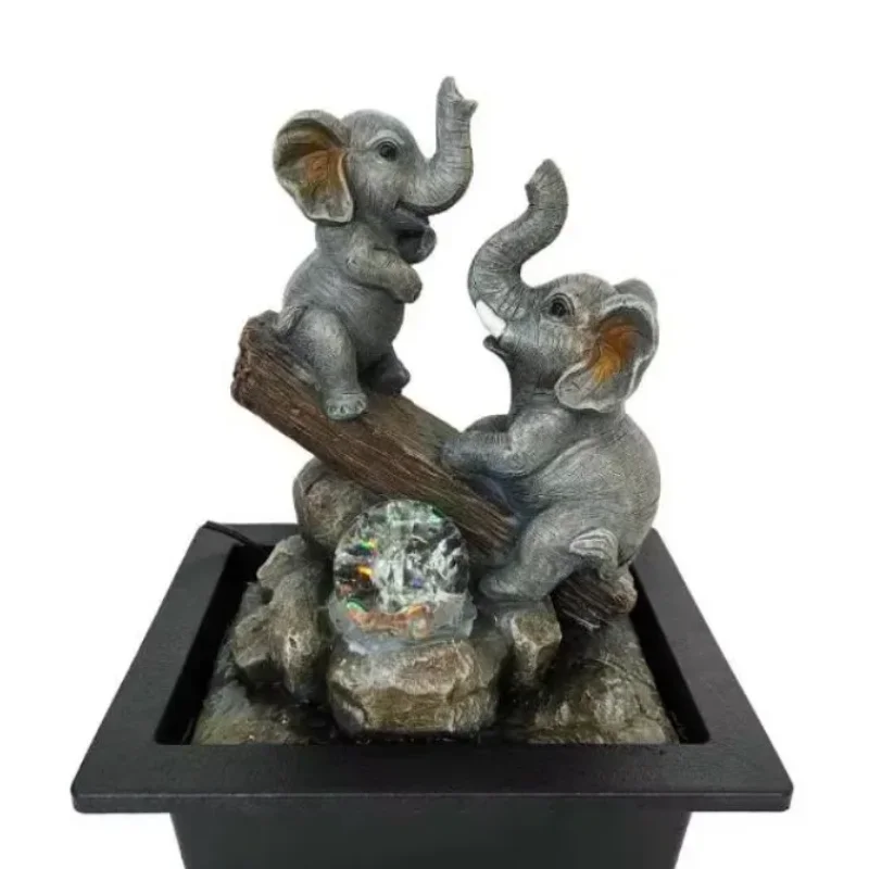 Пластиковый маленький квадратный фонтан в новом стиле настольный со слоном и