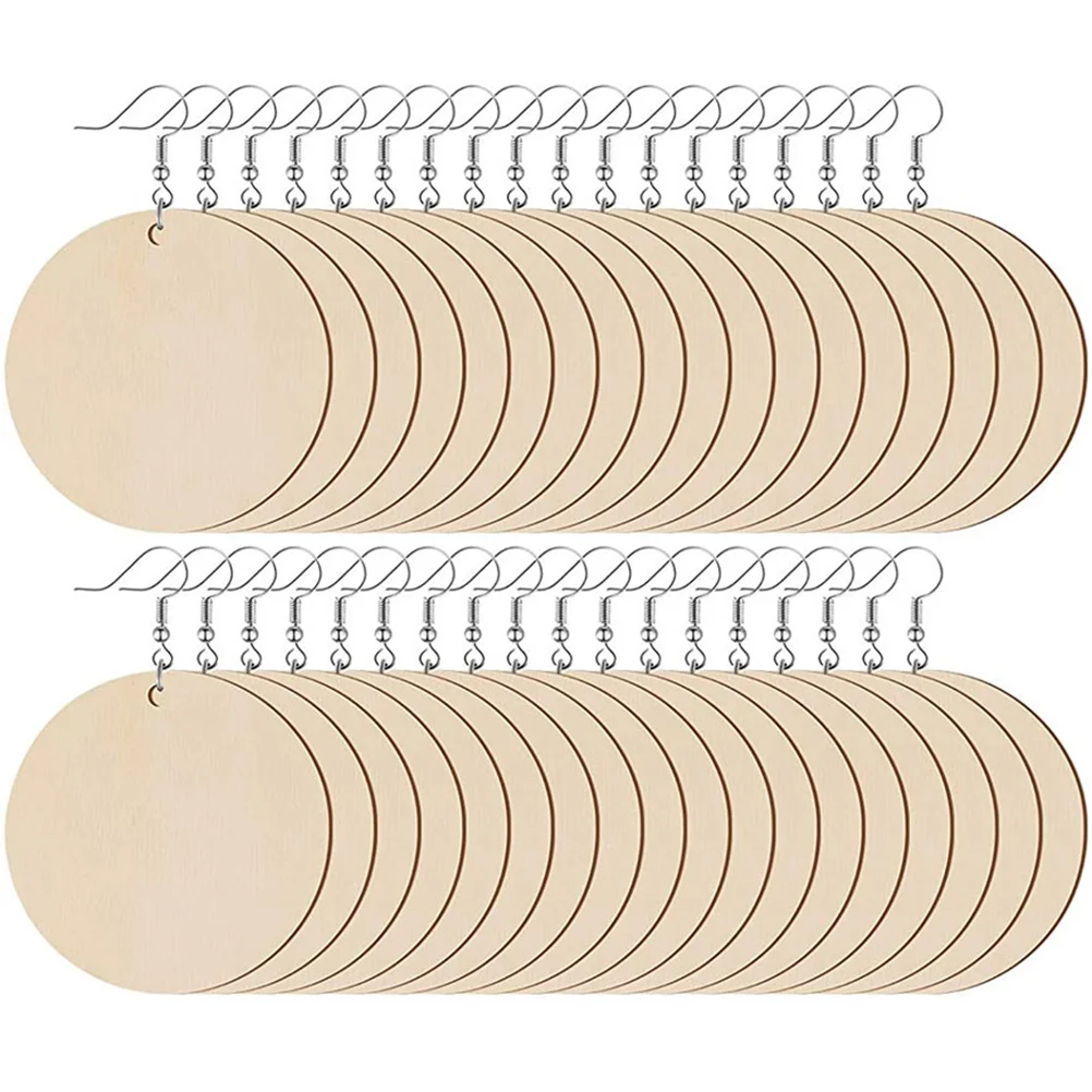 

200 Pcs Earrings Decors Wood DIY Material Earings Women Blanks Wooden Women's Round