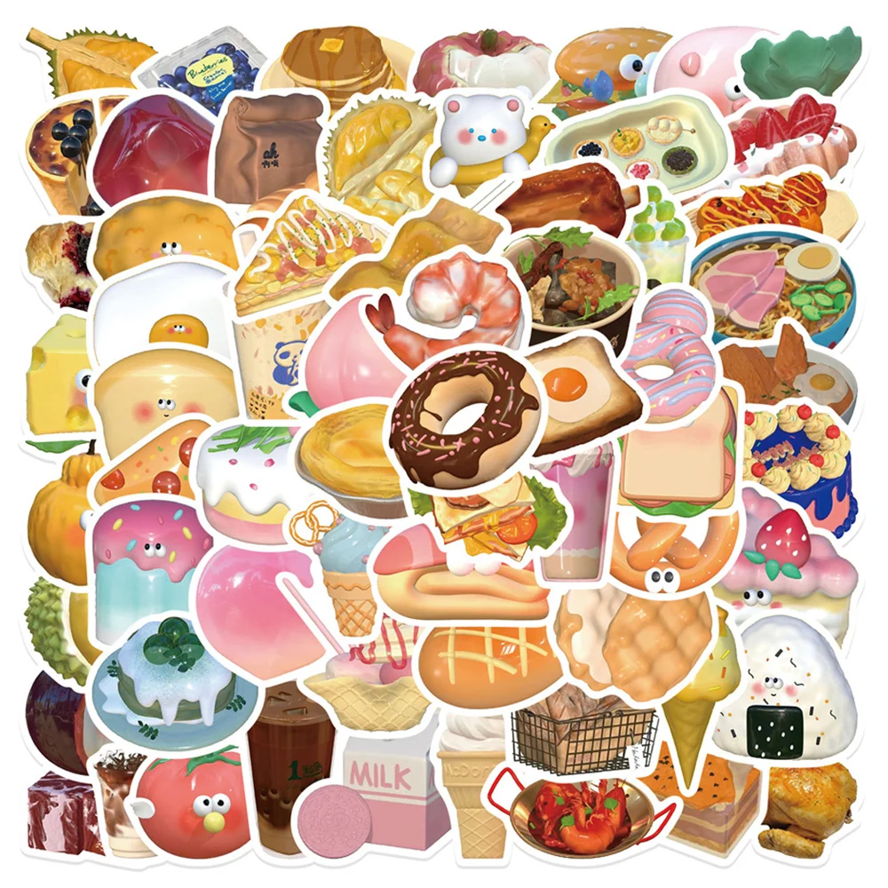 

65pcs 3D Food Cake Donut Stickers For Ipad Phone Scrapbook Stationery Scrapbooking Material Kscraft Cute Sticker Craft Supplies