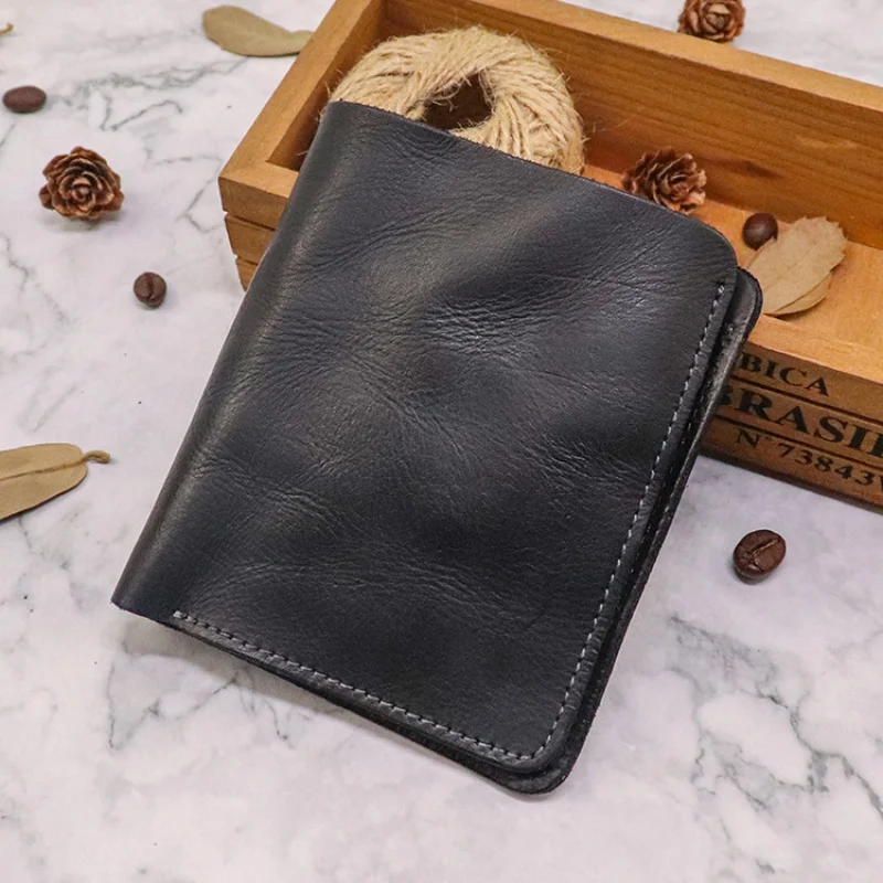 Genuine Leather Slim Man's Wallet Multi Function Card Slots Men Short Coin Purses Wallet Vintage Male Money Clip