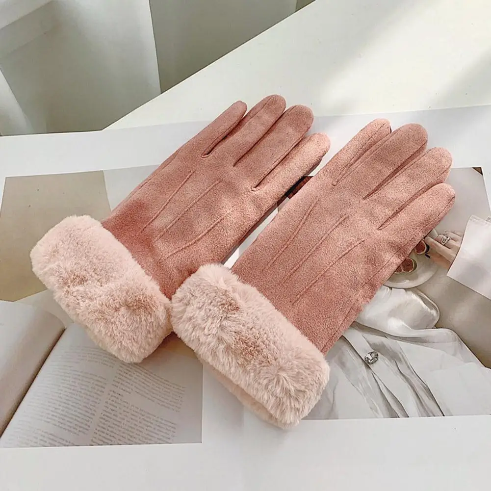 

Модные женские осенне-зимние перчатки, теплые женские меховые перчатки для экрана, перчатки с пальцами, перчатки, ветрозащитные перчатки для вождения на открытом воздухе