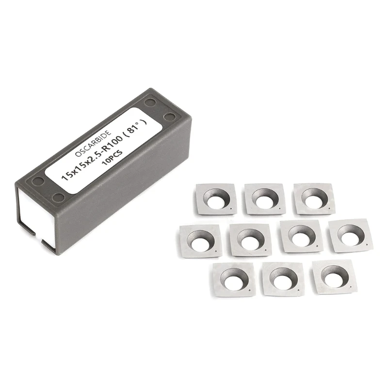 

Carbide Inserts Cutters 15x15x2.5mm R100-81° Replacement for Woodworking Spiral