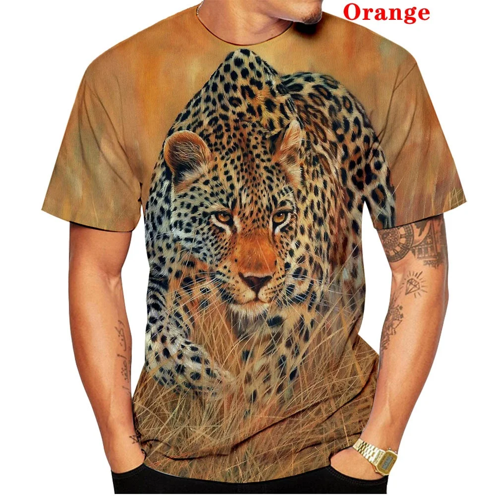 

Men/Women 3d T Shirt Animal Short Sleeves Cool Fashion Casual Leopard Print Tees Funny Tops