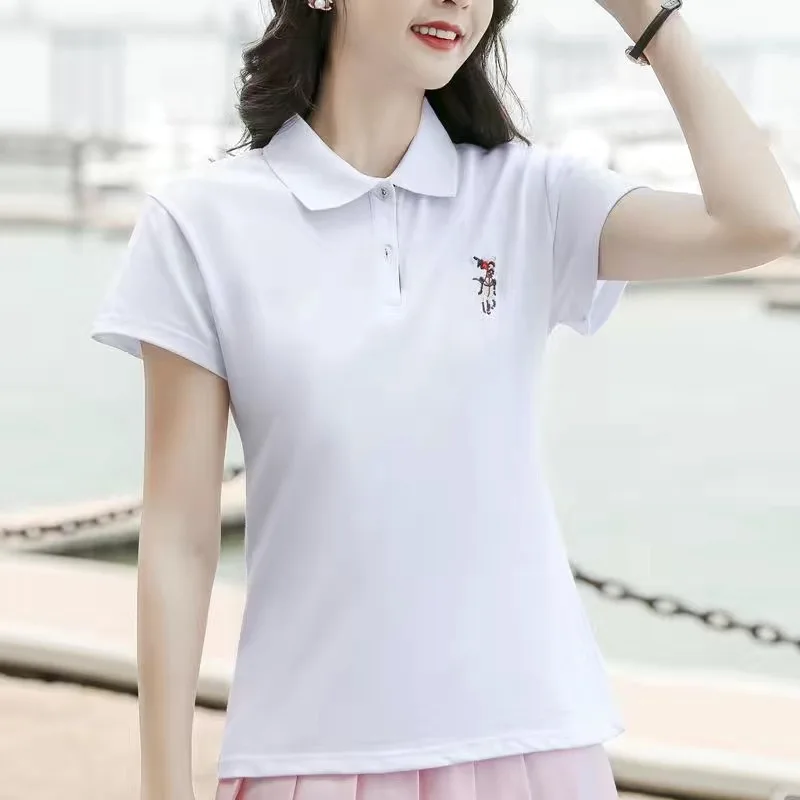 Summer golf tops women's Solid color golf T-shirt Lapel Polo shirt for women golf wear sportswear Korea Golf Apparel