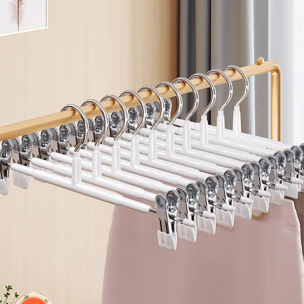 

Pants Rack Space Saving Trouser Hangers 8-pack Adjustable Non-slip Clips Strong Chrome Clothes Hangers for Pants Skirts