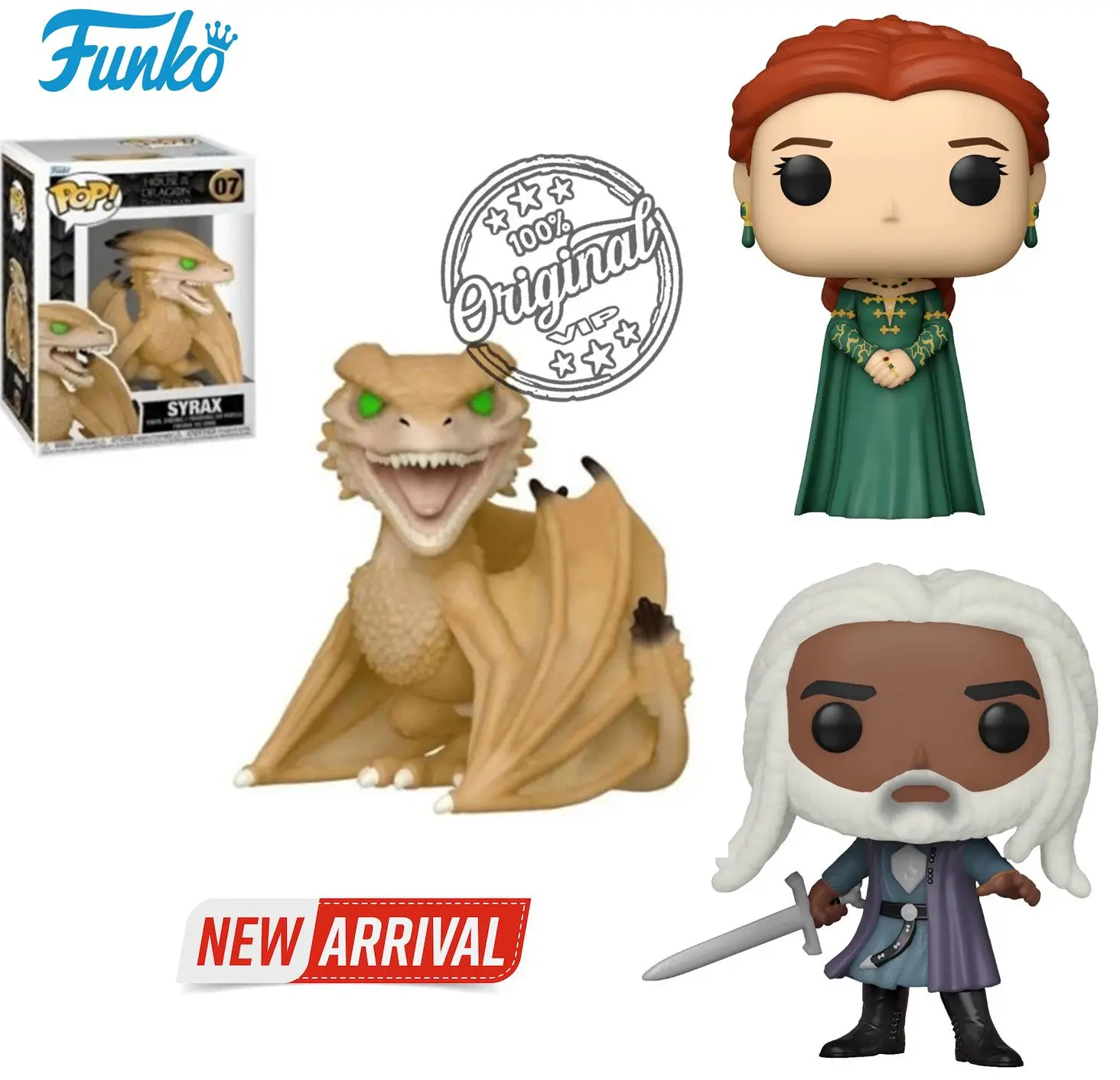 Фото Funko POP Original House of the Dragon Corly Velaryon 04 #   Syrax 07 #   Alicent Hightower 03 #   Виниловые фигурки Коллекционные модели игрушек №1