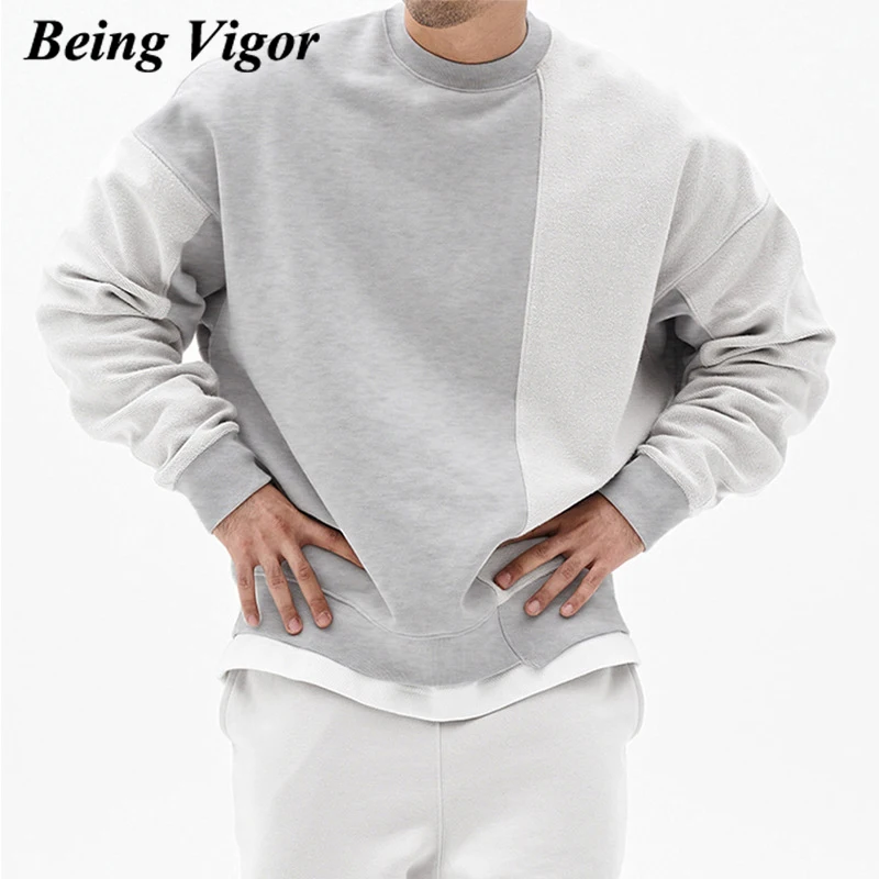 

Свитшот мужской составного кроя с длинным рукавом и круглым вырезом, размеры до 3XL