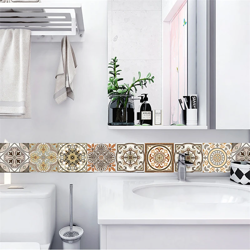 

10pcs Self-Adhesive Wall Sticker Peel and Stick Waterproof Vintage Kitchen Home Bathroom Accessories Room Decoration Aesthetic