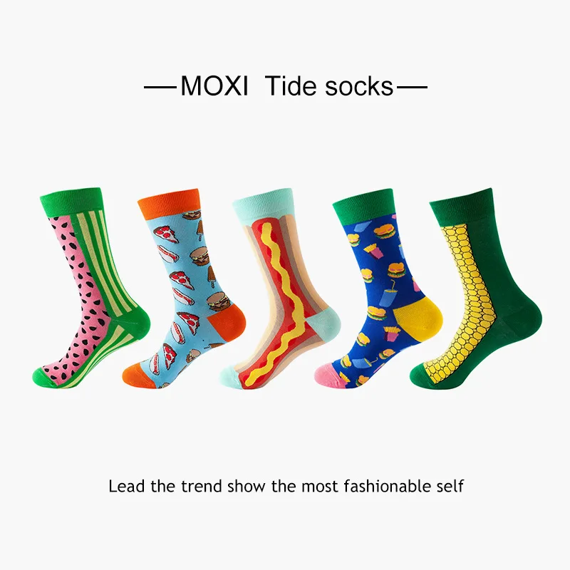 

5PCS Women Happy Funny Socks With Print Fruit food Art Cute Winter Socks With Avocado Sushi Food Cotton Fashion Harajuku Socks