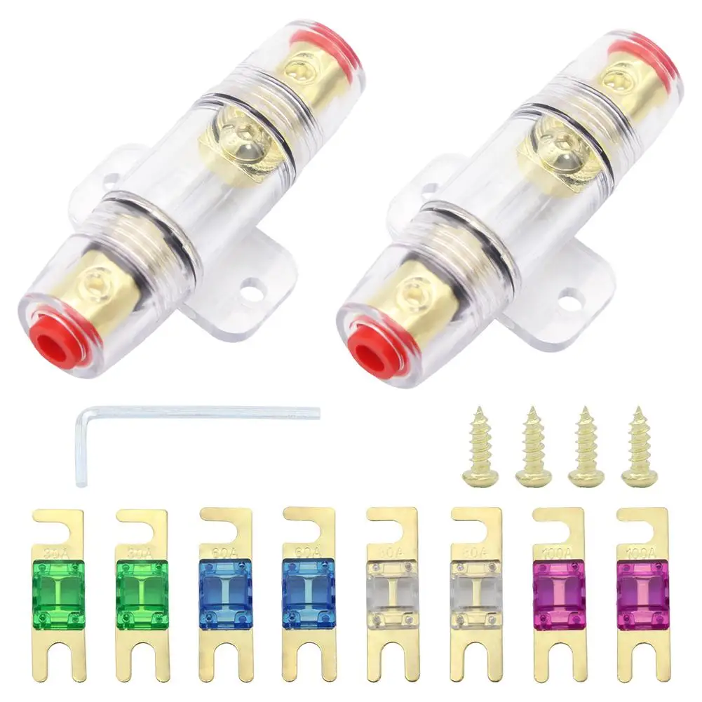 

1 Pair Car Fuse Holder With ANL Fuse Breaker Circuit Fuse For Audio Power Amplifier Subwoofer System