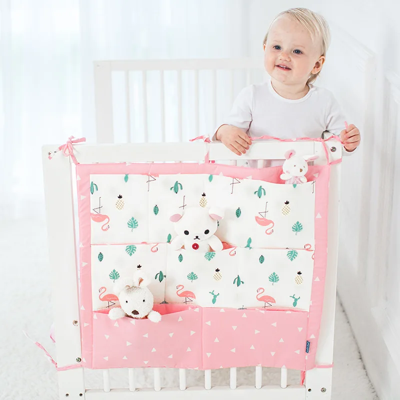 

Brand New Baby Cot Bed Hanging Storage Bag Crib cot Organizer Storage Bag 60*50cm Toy Diaper Pocket for Crib Bedding Set flaming