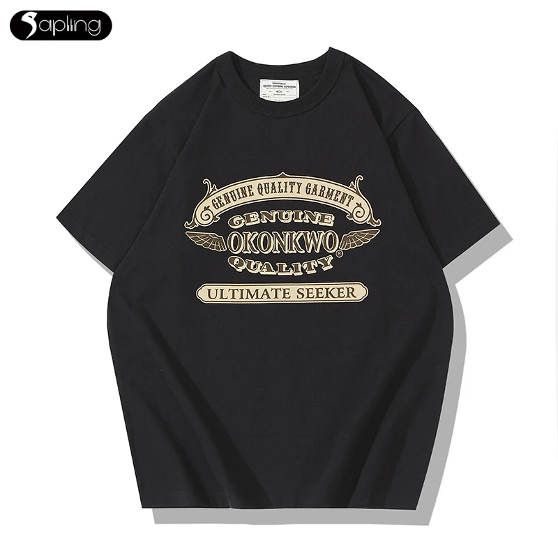 

Мужская хлопковая футболка с коротким рукавом, с круглым вырезом и надписью