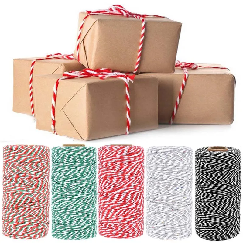 2 мм * 100 м красочная хлопковая веревка DIY ремесла украшения струнная для 2024 Navidad