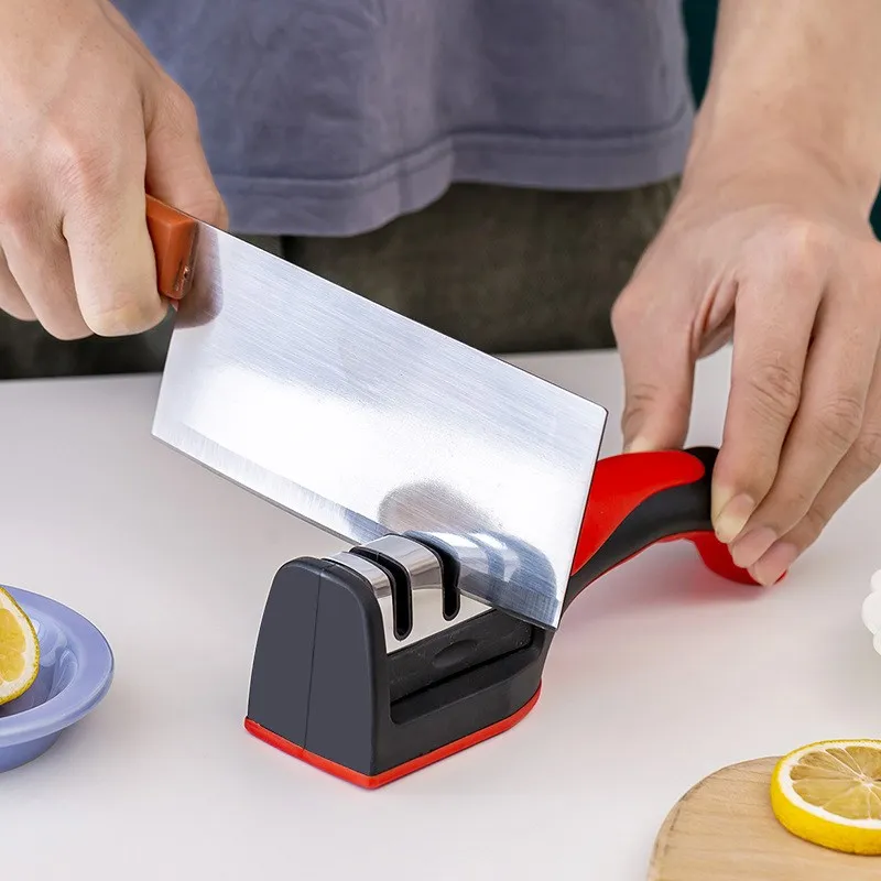 

Knife Sharpener Handheld Multi-function 3 Stages Type Quick Sharpening Tool With Non-slip Base Kitchen Knives Accessories Gadget