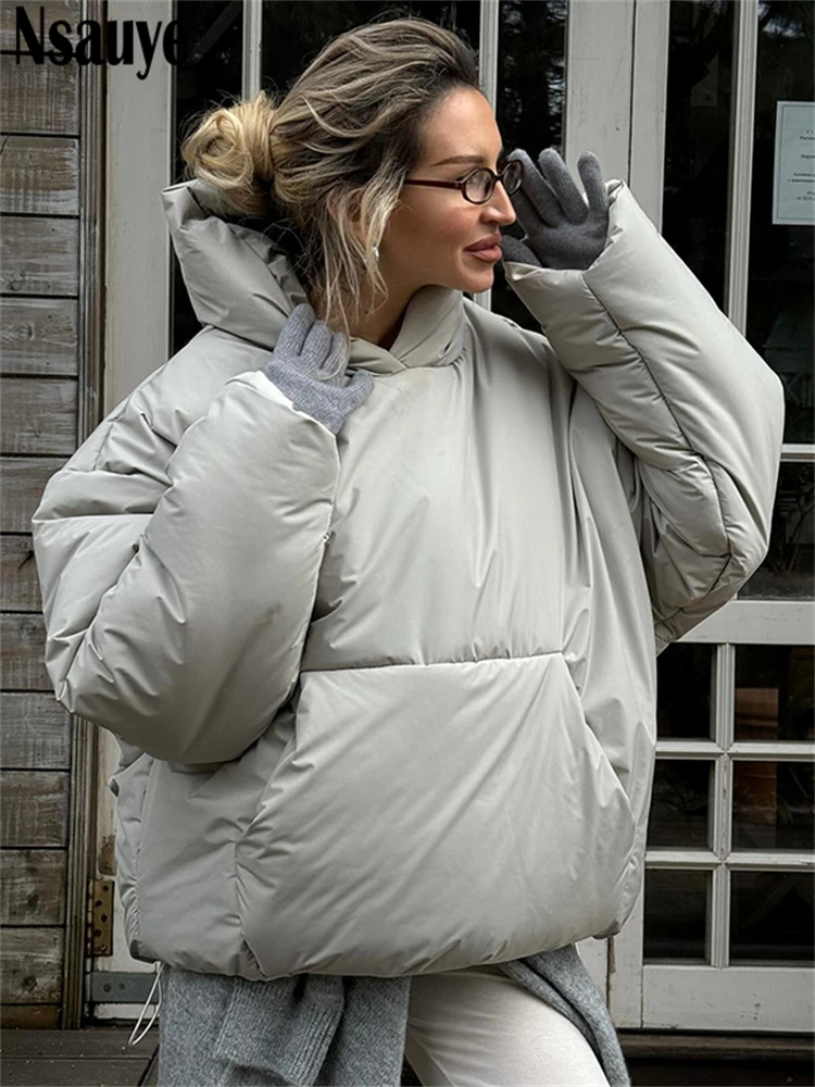 Nsauye Женская Повседневная Толстовка с длинным рукавом Свободная куртка пальто