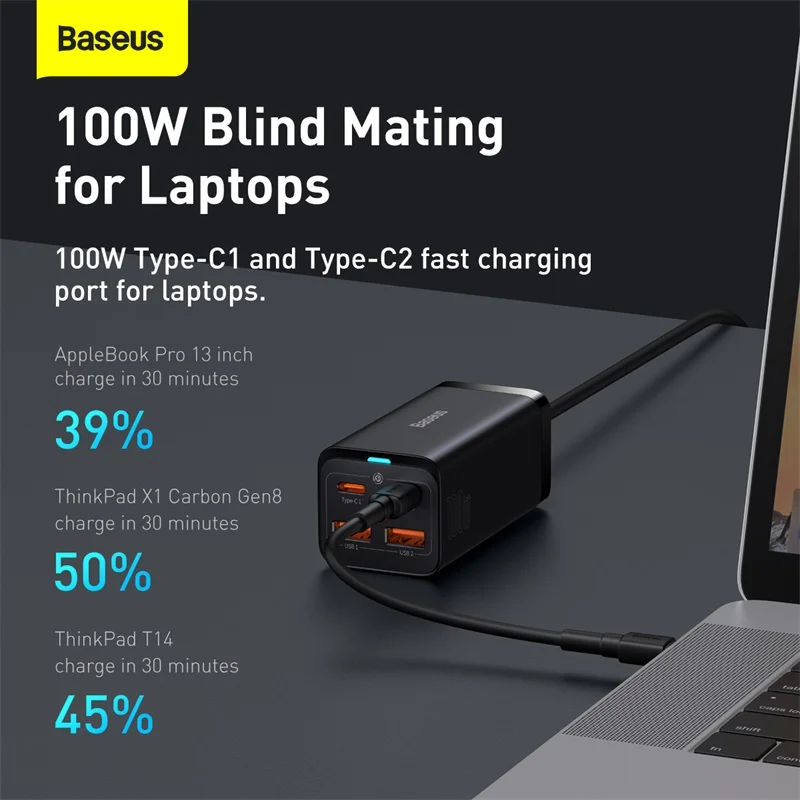 Настольное зарядное устройство Baseus GaN 3 65 Вт 100 Быстрая зарядка 4 0 QC PD Type C USB GaN3 для