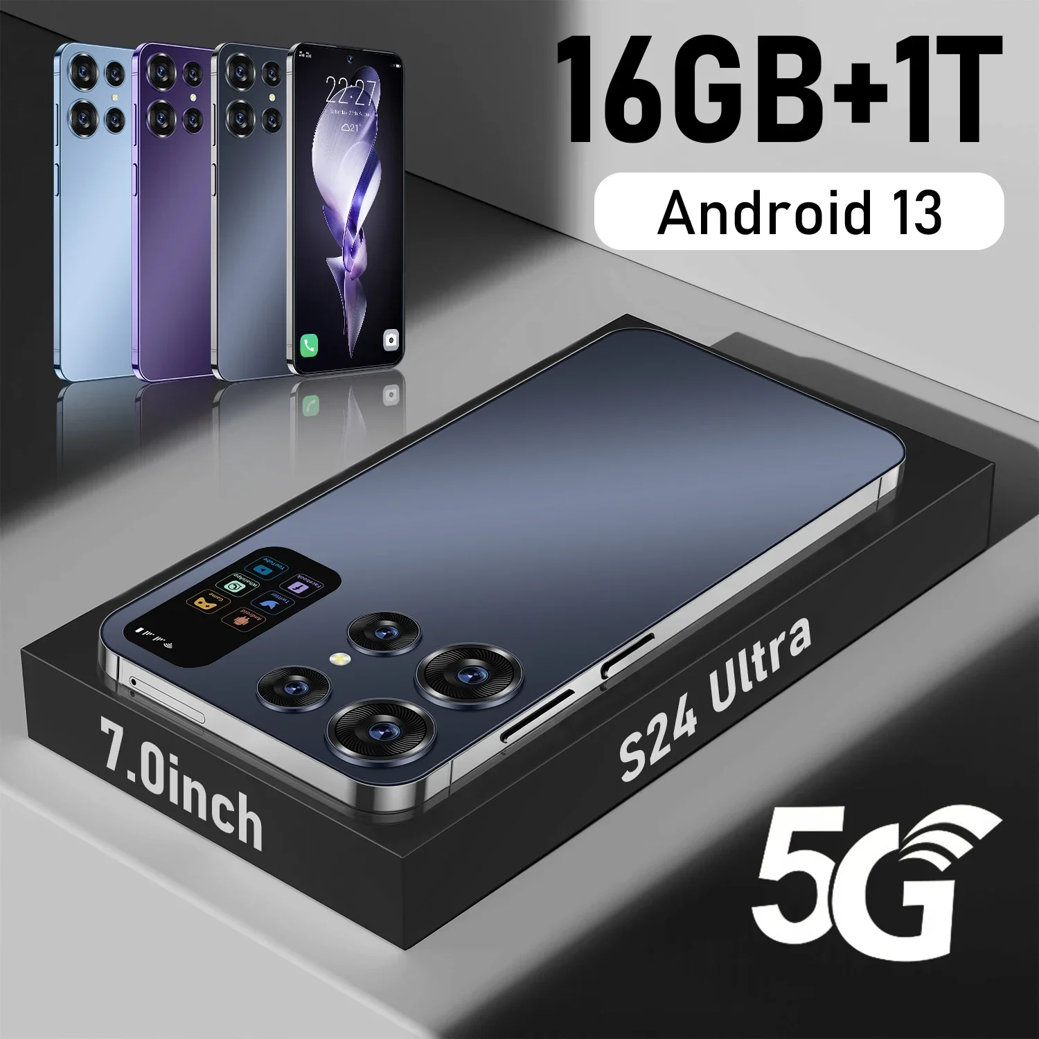 

Brand Global s24 s23 ultra 7.0HD Screen 16G+1T Smart Phone 7000Mah Android13 Celulare Dual Sim Face Unlocked NFC 5G Mobile Phone