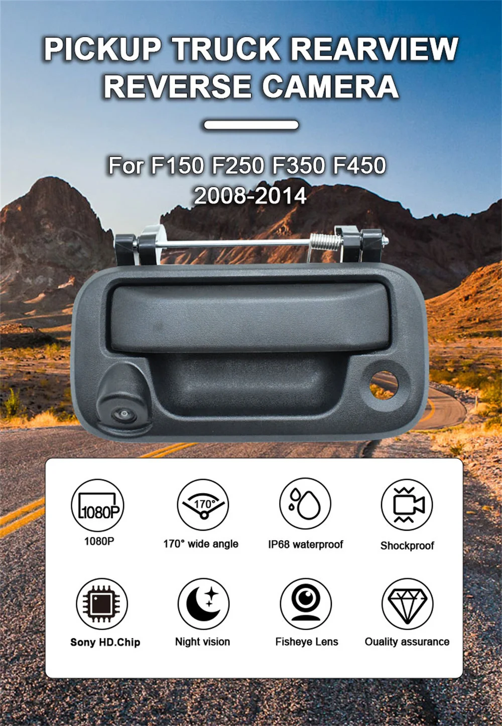 AHD 1920x1080P 170 ° Автомобильный пикап ручка багажника камера заднего вида для Ford F150 F250