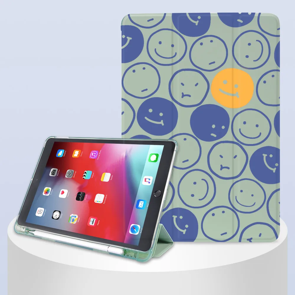 

Smile Painting 2021 iPad Case With Pencil Holder for iPad Air 4 Mini 6 Pro 11 12.9 10.5 Coque 10.2 8th Generation 9th 7th 6th 5