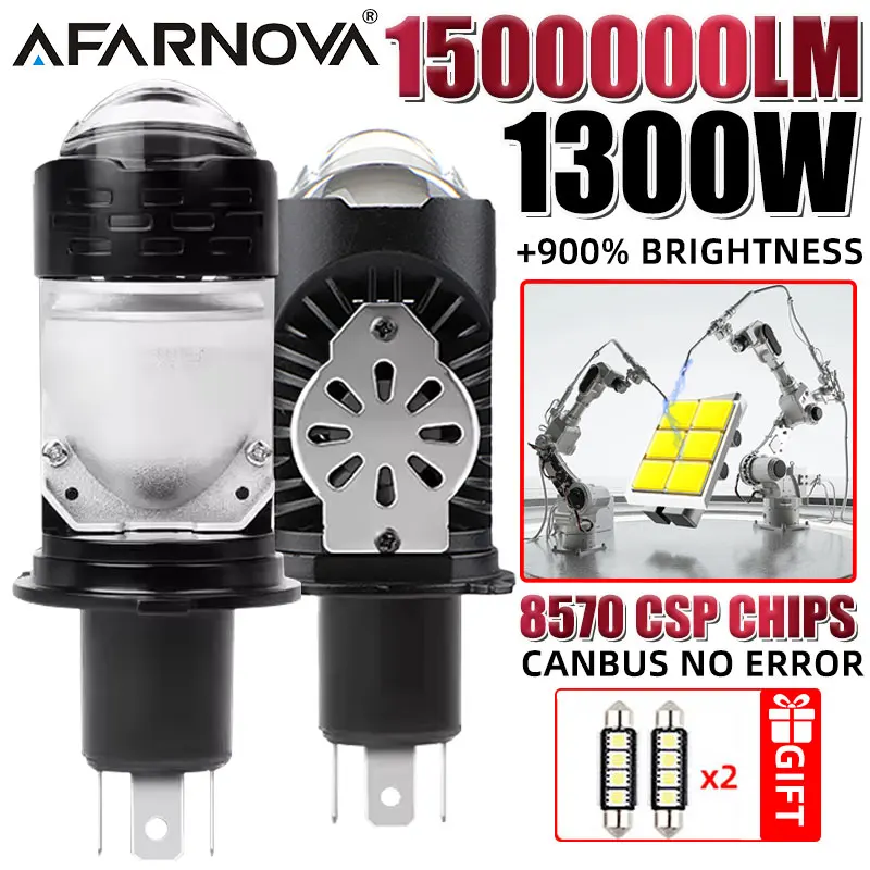 1300 Вт H4 Лампы Линза проектора Светодиодная фара Супер яркая лампа высокого и