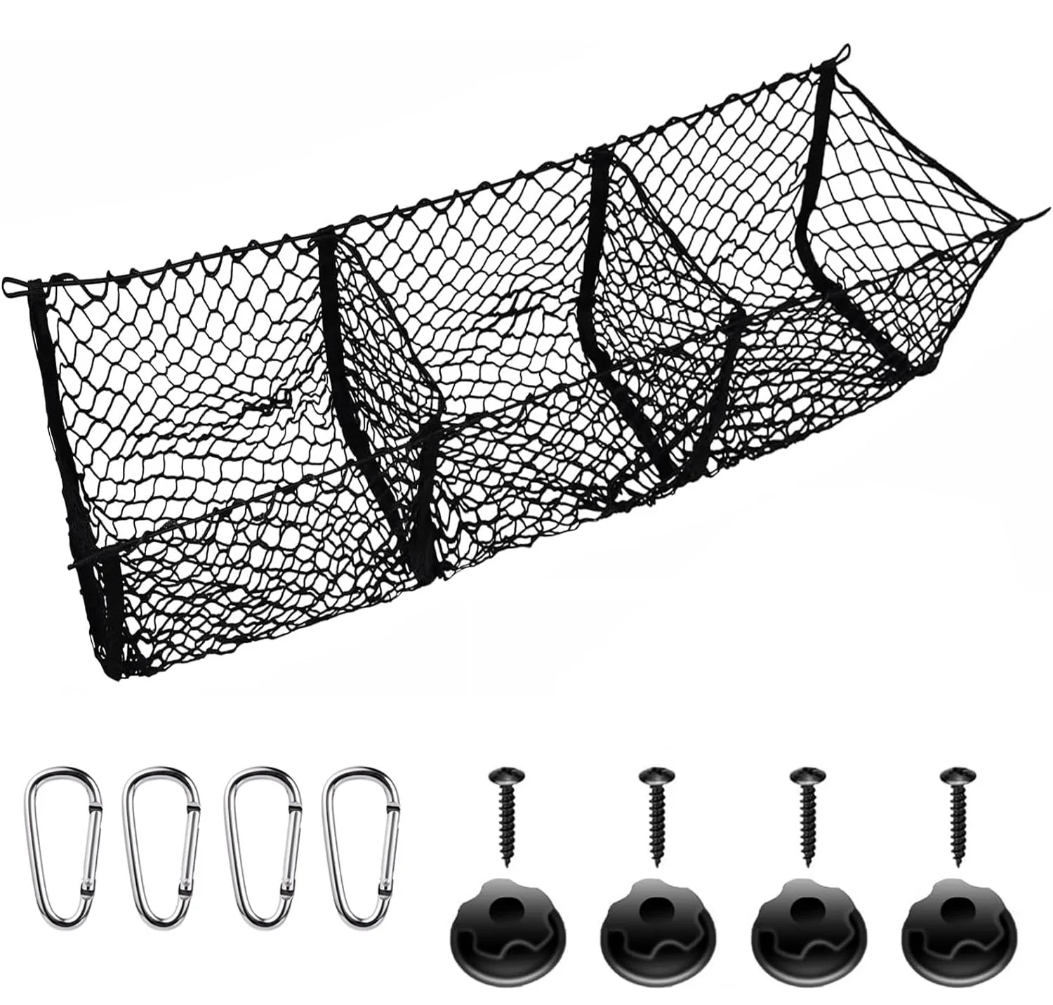 

Для Volkswagen Amarok 2H NF 4x4 2010-на 2024 2025 3-карманная сетка для багажника, органайзер для хранения багажа, сетка