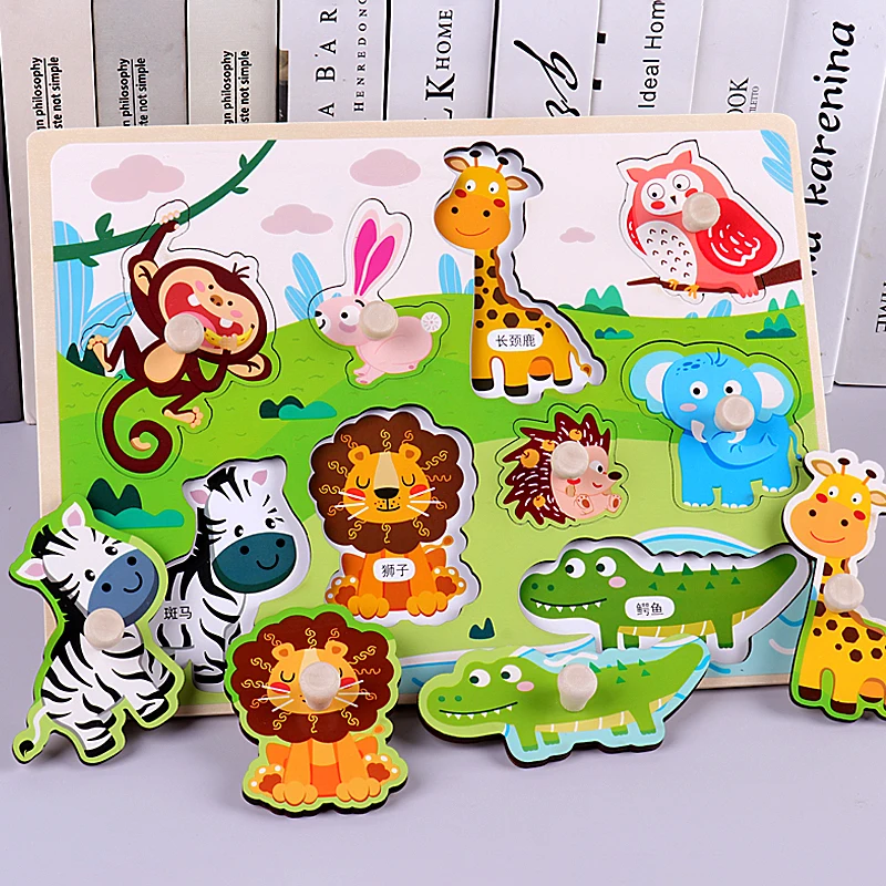 

Children's Animal Fruit Wooden Board Jigsaw Toys Laser Engraving No Burrs Baby Puzzle Forest/Marine/Farm Etc 14 Style Puzzle Toy
