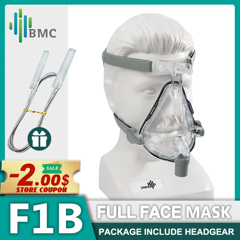 

BMC CPAP F1B Full Face Mask Auto CPAP Universal Full Face Mask Anti Snoring Apnea Sleep Aiding Sleep Apean OSAHS OSAS Headgear