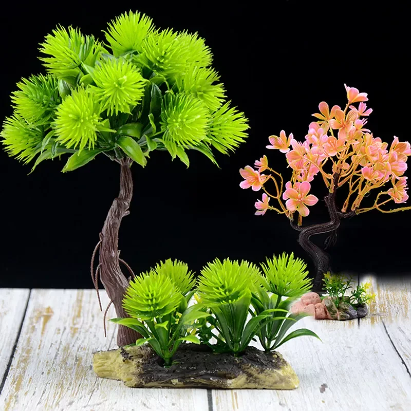 

No Harm Simulation Aquarium Green Fake Water Grass Fish Tank Ornament Decoration Artificial Viewing Pine Plant