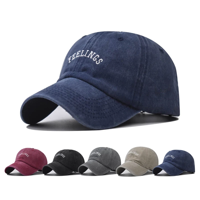 

Baseball Cap Snapback Hat Pure color baseball cap Feelings letter Water washing cap Spring Autumn Cap Hip Hop Fitted Cap