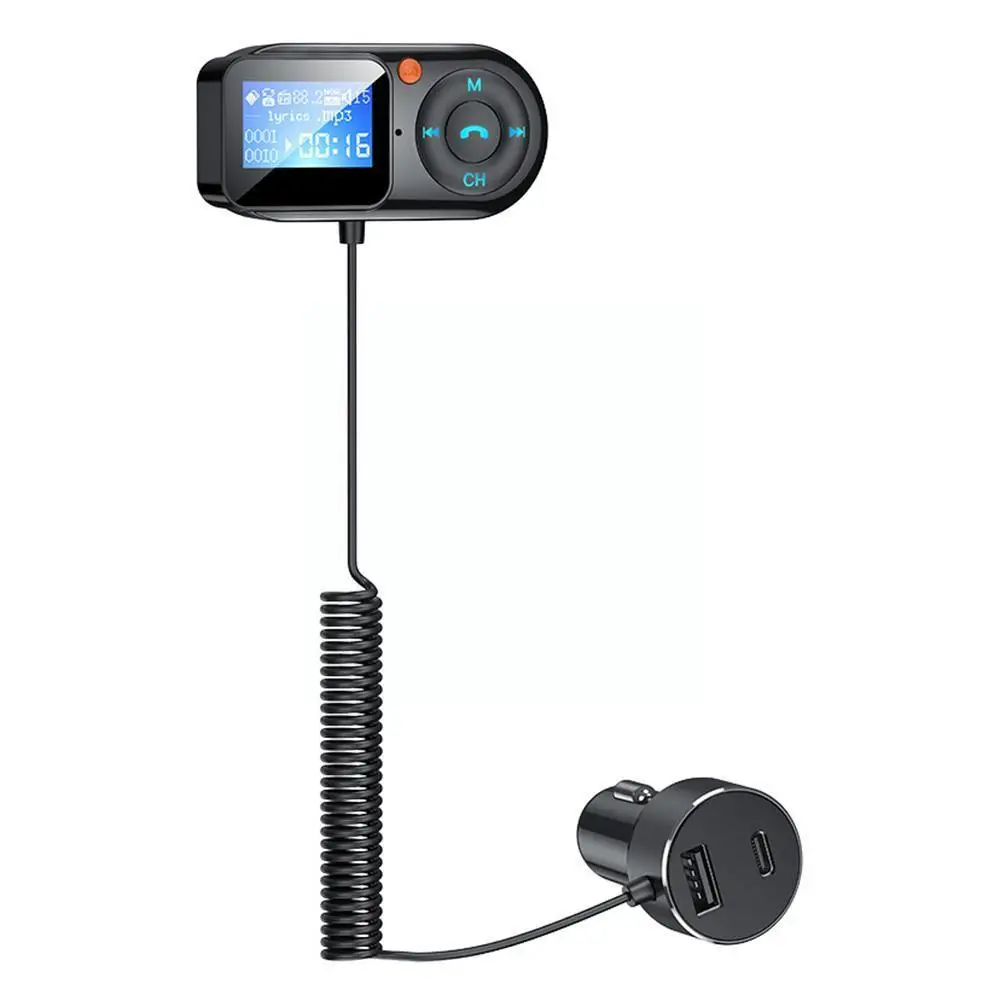 

Wireless Bluetooth 5.0 FM Transmitter Car Mp3 Player LCD Charge Car Aux Handsfree FM Radio USB Kit PD18W Modulator Audio Ad E2V8