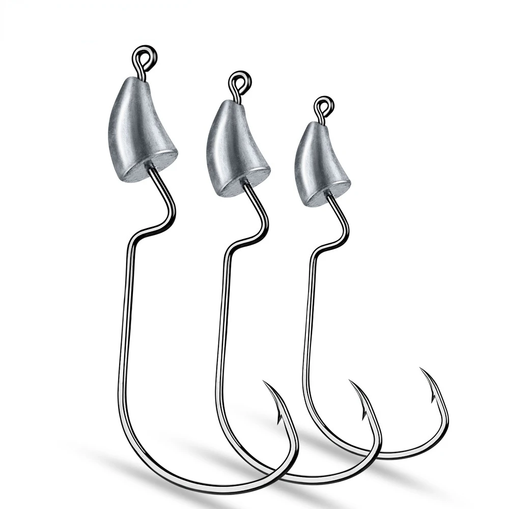 

5pcs Offset Worm Hooks 1.75g-2.5g-3.5g Bullet Head Fishhooks Jig Head Weedless Fishing Hooks for Carp Fishing Tackle