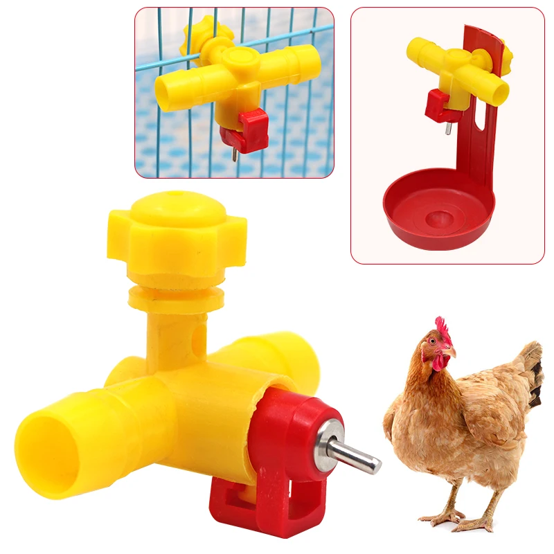 

50Pcs Cage Hanging Waterer Nipple for Chicken Bird Poultry Nipple Drinkers with Tee Automatic Chick Drinking Tools Equipments