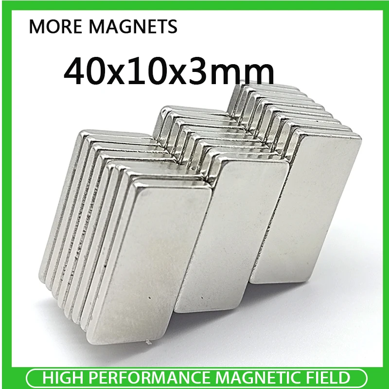 

2~50PCS 40x10x3 Block Powerful N35 Magnets Sheet Permanent Magnet 40mm x 10mm x 3mm Neodymium Magnetic Magnets 40*10*3mm