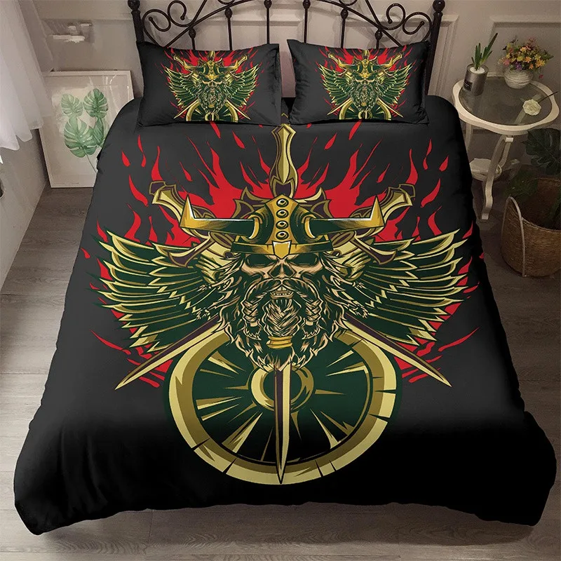 

Bedding Set Polyester Northern Germanic Culture Comforter Cover Twin King Size Viking Legend Duvet Cover 3D Print Viking Symbols