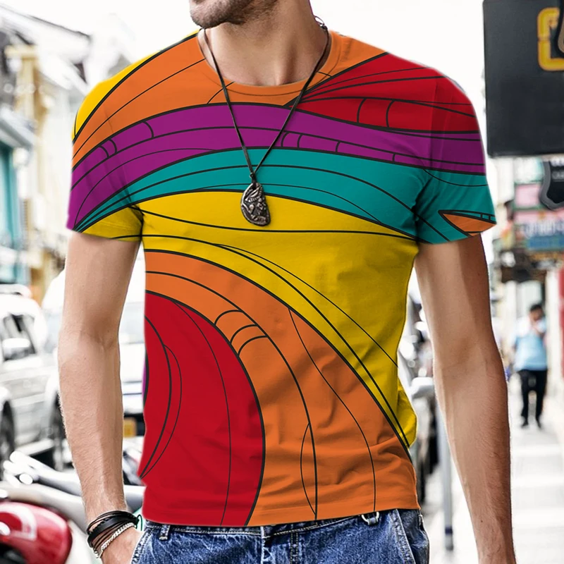 

Men's T-shirts Vertigo Pattern Casual Street Beach Harajuku Fashion Hot Luxury Hip-hop Outfit Tracksuit Sportswear Short Sleeve