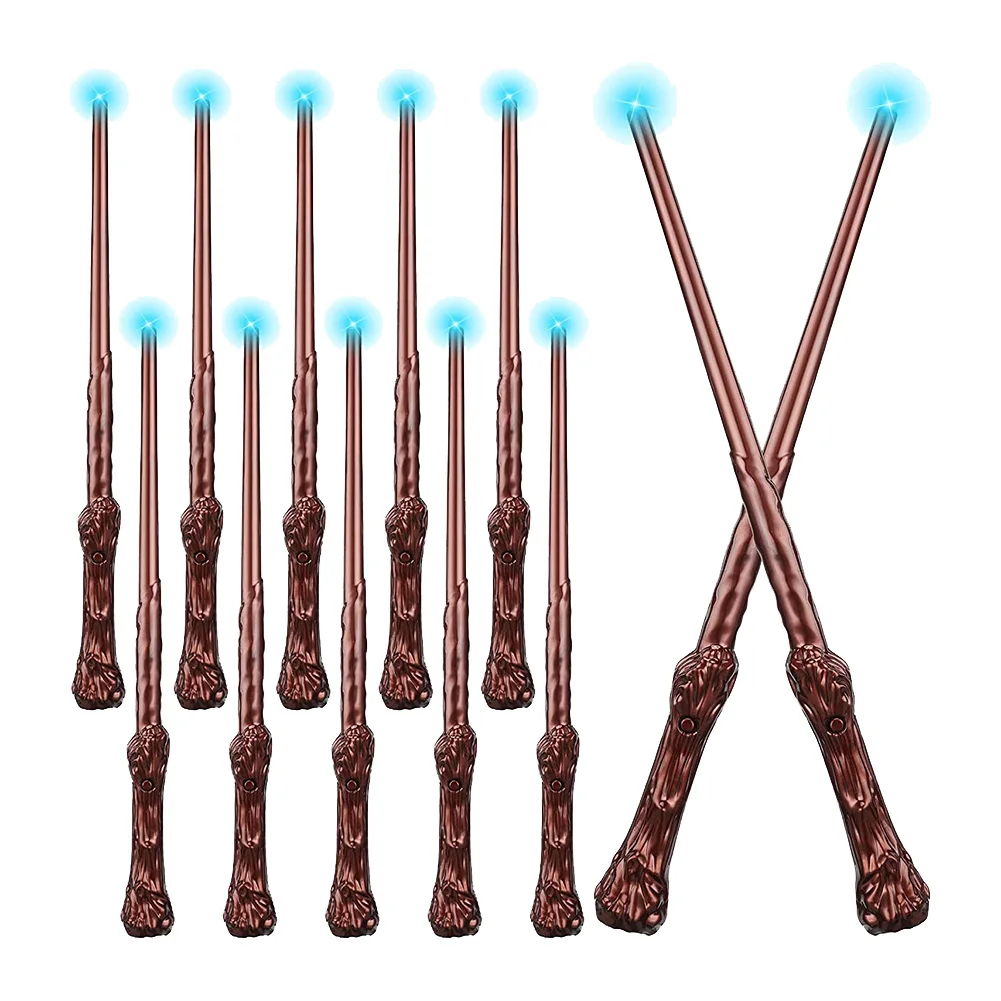 

10 Pieces Light Up Wizard Wands Sound Illuminating Toy Wand Witch Wand for Kids Gifts Cosplay Party Costume (Brown)