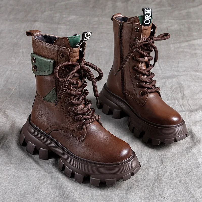 

Ботинки женские короткие на толстой подошве, мягкая кожа, плюш, Теплые универсальные, для осени и зимы