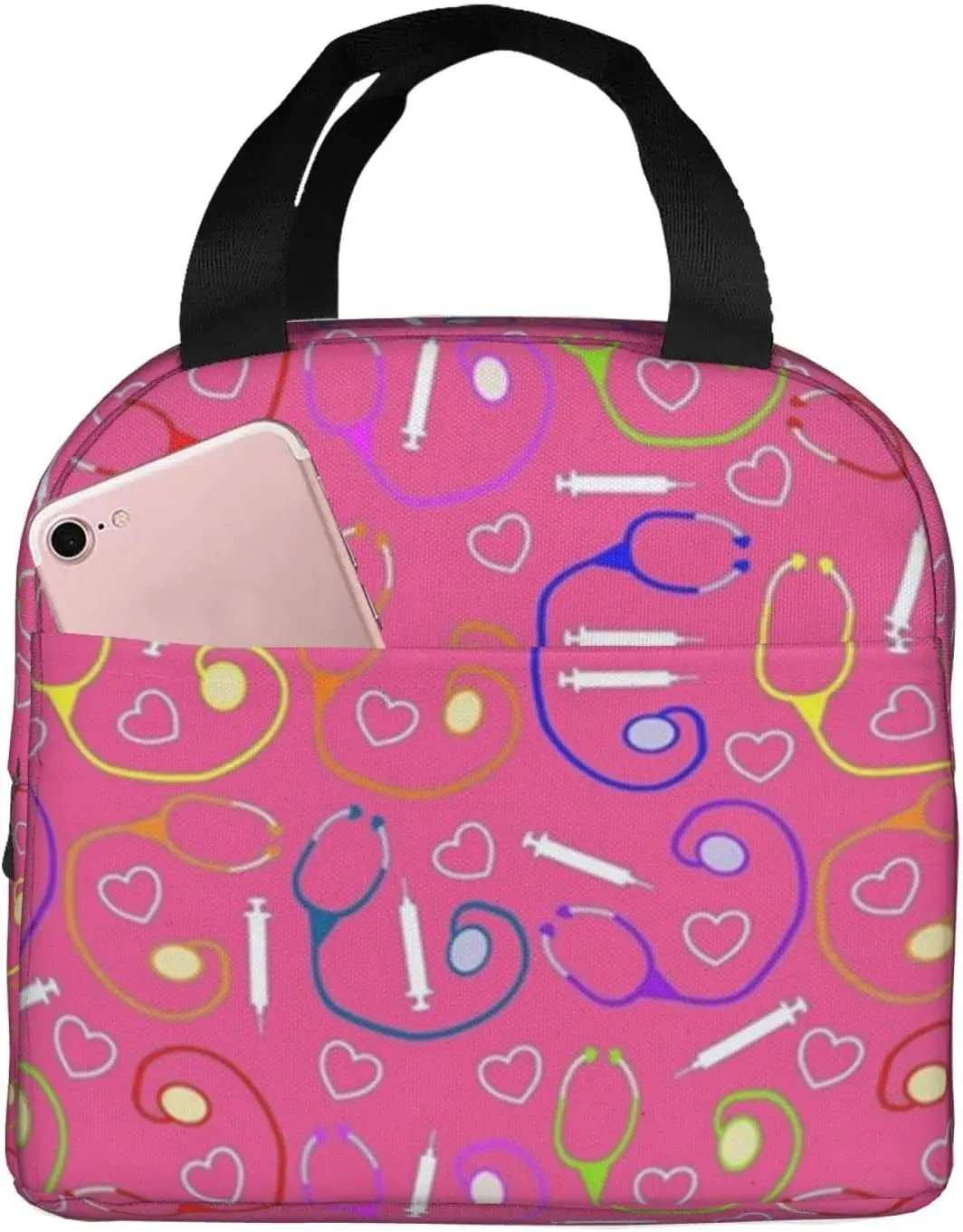 

Nurse Theme Lunch Bag Insulated Lunch Box Cooler Tote For Men Women Reusable Lunch Bag For Girls Boys