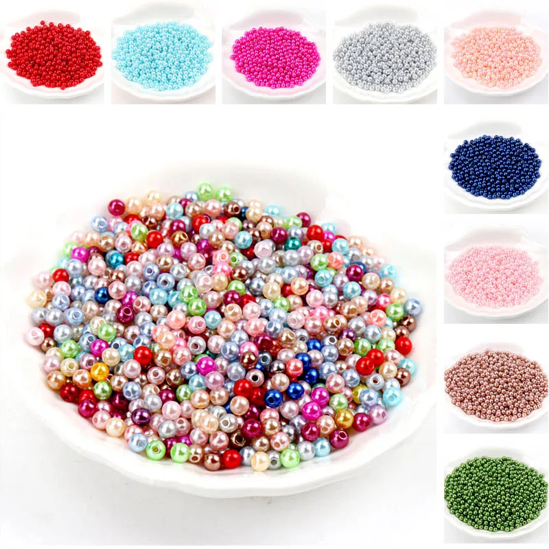 

3 4 6 8 10 12mm Acrylic Spacer Beads Imitation Pearls Round Loose Beads For Jewelry Making DIY Garment Pearls Beads