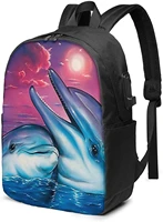 laptop backpack 17 inch travel lightweight backpack with usb charging port dolphin