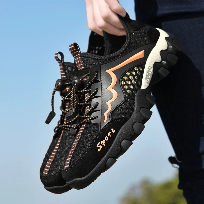 SENAGE New Mesh Breathable Hiking Shoes Men Sneakers Summer Outdoor Mountain Climbing Sport Shoes Non-slip Trekking Sneakers