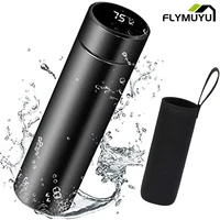7 pieces stainless steel smart water bottle lcd temperature display thermos cup portable hot cold thermoses for home outdoor