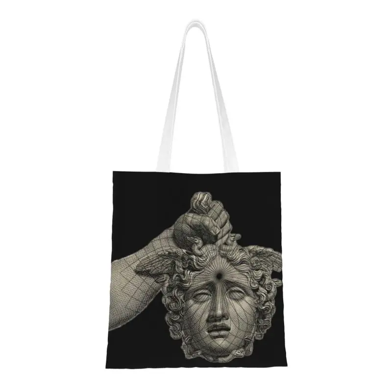 

Custom Medusa Head+ Canvas Shopping Bag Women Washable Groceries Shopper Tote Bags