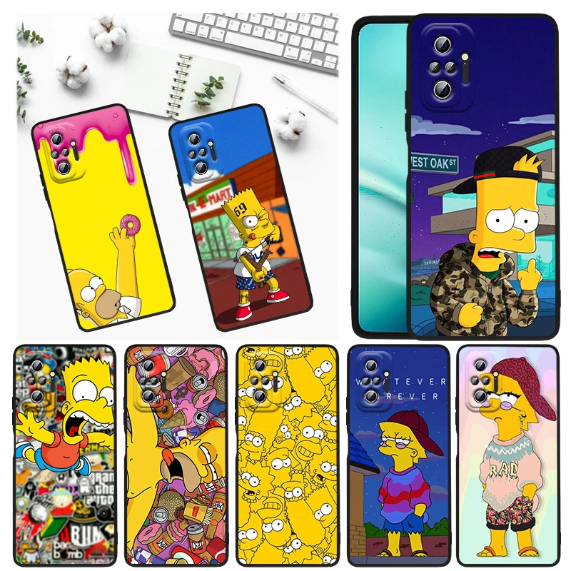 

Anime The Simpsons Art Phone Case For Xiaomi Redmi Note 12 11E 11S 11 11T 10 10S 9 9T 9S 8T 8 Pro Plus 5G Black TPU Funda
