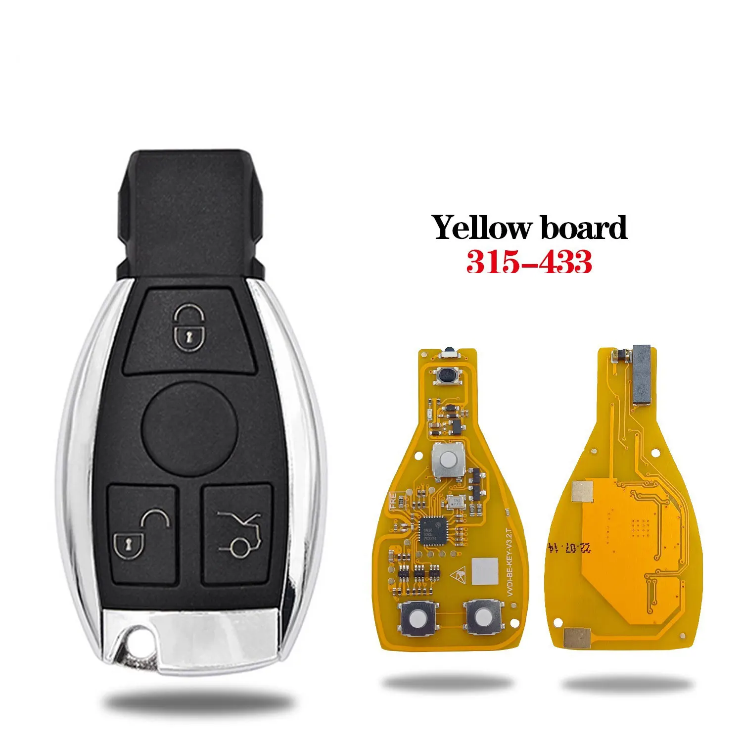 

Комплект Из 5 Штук: Умный Ключ Xhorse VVDI BE Key Pro, Улучшенная Версия, Желтый, 315 МГц/433 МГц, Для Mercedes-Benz, 3/4 Кнопки