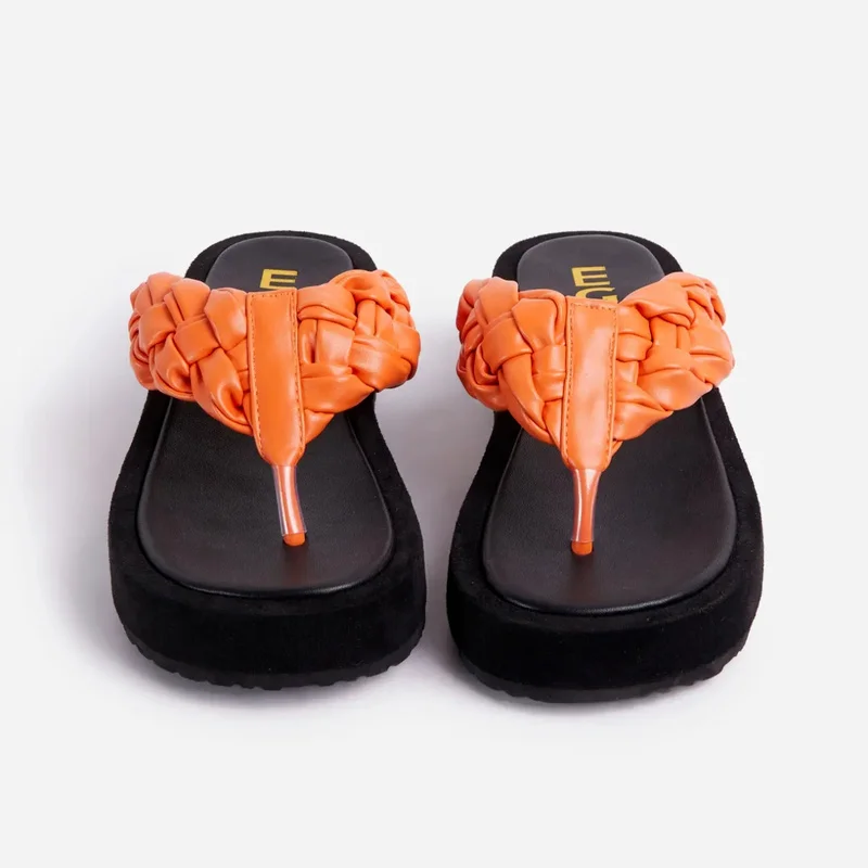 

2022 New Female Shoes PU Slippers Flat Slides Fretwork Heels Low Fabric Rome Rubber Basic Hoof Shoes Flip Flops Women Slippers