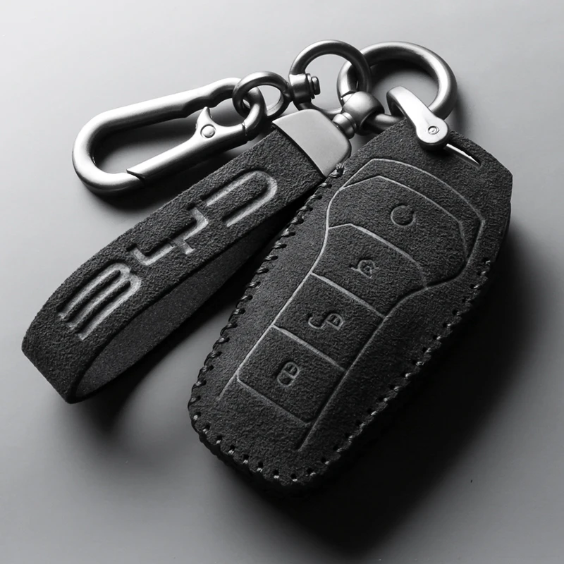 

Car Key Case Cover Key Bag For BYD ATTO 3 EV Yuan Plus 2022-2023 Luxury Suede Leather Car-Styling Shell Keychain Protection