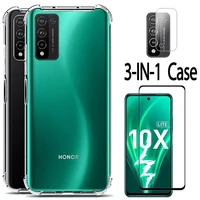 3 in 1 case for huawei honor 10x lite 30i 30s transparent anti fall camera lens protective film for honor 30 i s 10 x lite cover