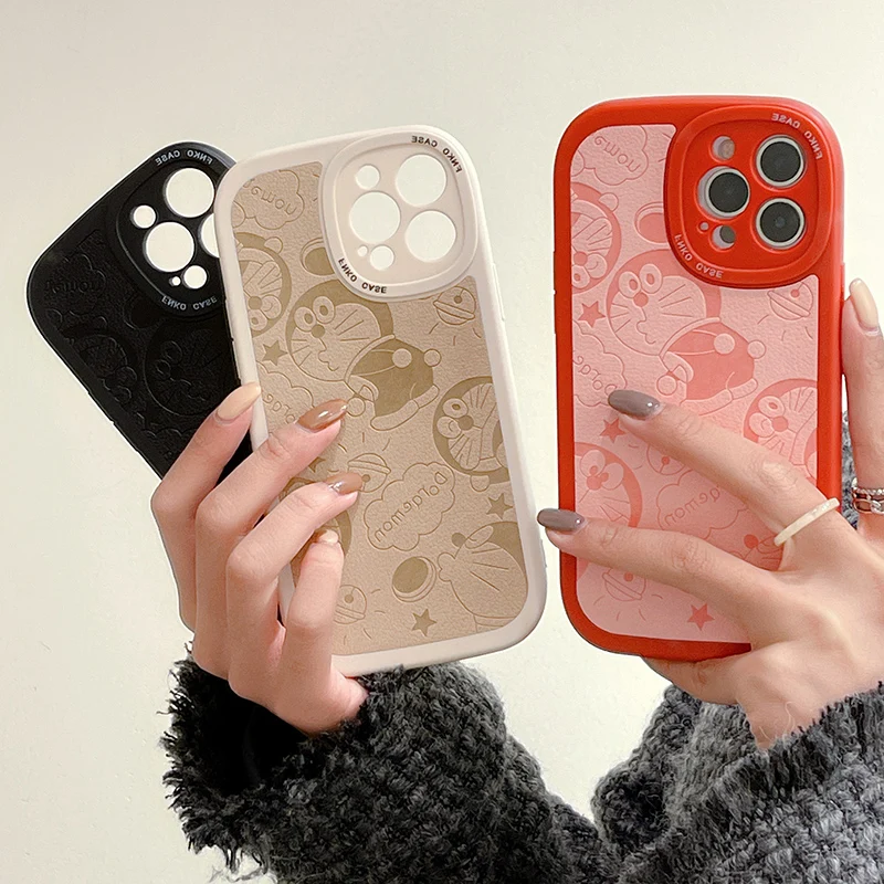 

BANDAI Leather Cartoon Doraemon Phone Case for iPhone 11 12 13 pro max XS MAX X XR 7 8 Plus Cover